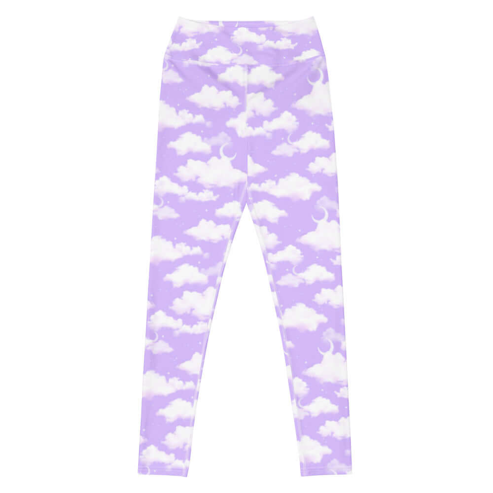 High-waisted Cloudy Sky Leggings feature a soft, versatile design perfect for gym or casual outings.