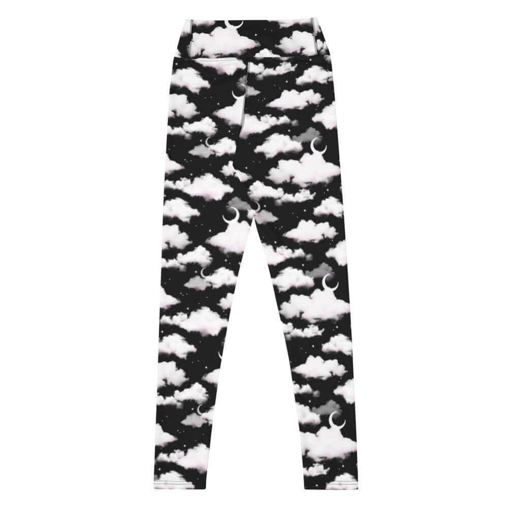 High-waisted Cloudy Sky Leggings featuring a soft fabric design, perfect for gym or casual wear.