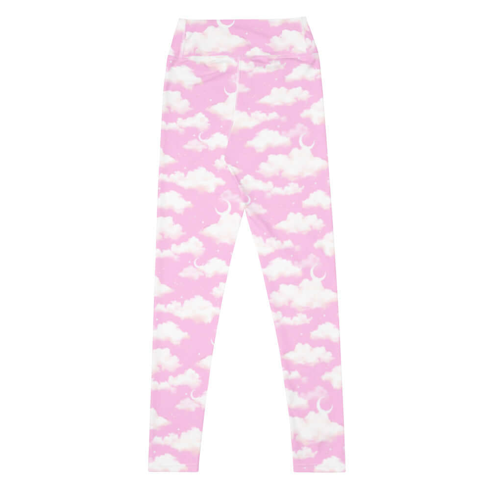 High-waisted Cloudy Sky Leggings in soft fabric, perfect for workouts or casual outings. Versatile and stylish choice.