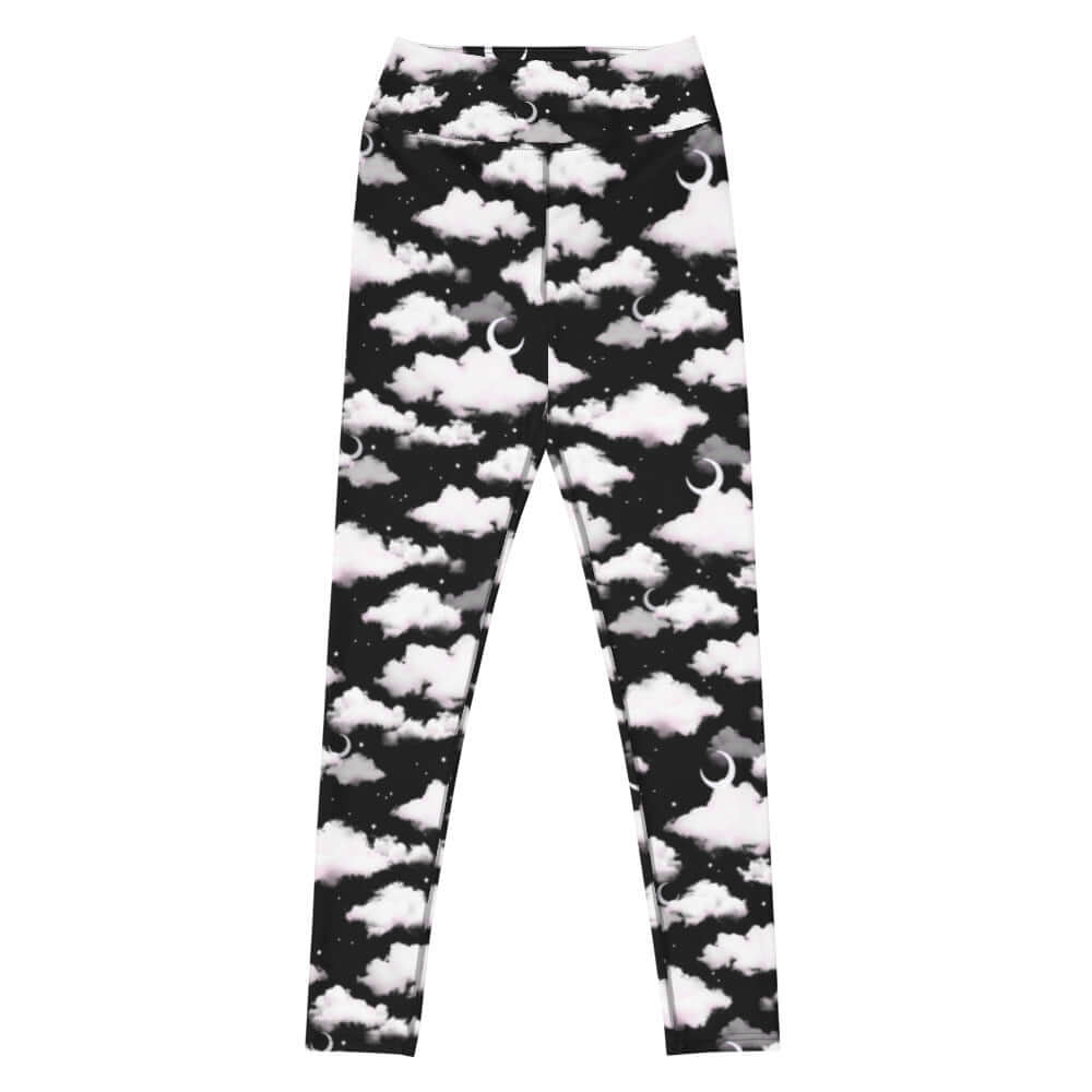 High-waisted Cloudy Sky Leggings feature a soft, versatile design perfect for workouts or casual outings.