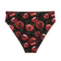 High-waisted Enchanted Rose Bikini Bottom features a vibrant floral print, perfect for lounging and swimming in style.