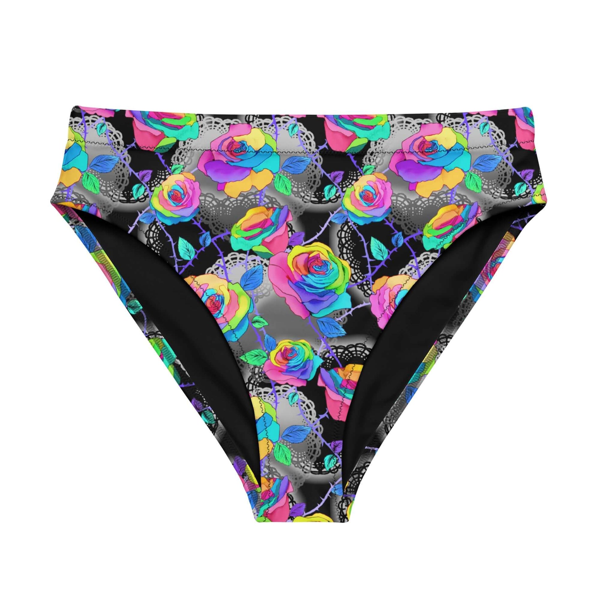 Bright and comfy, the High-waisted Enchanted Rose Bikini Bottom is perfect for swimming or lounging in style.