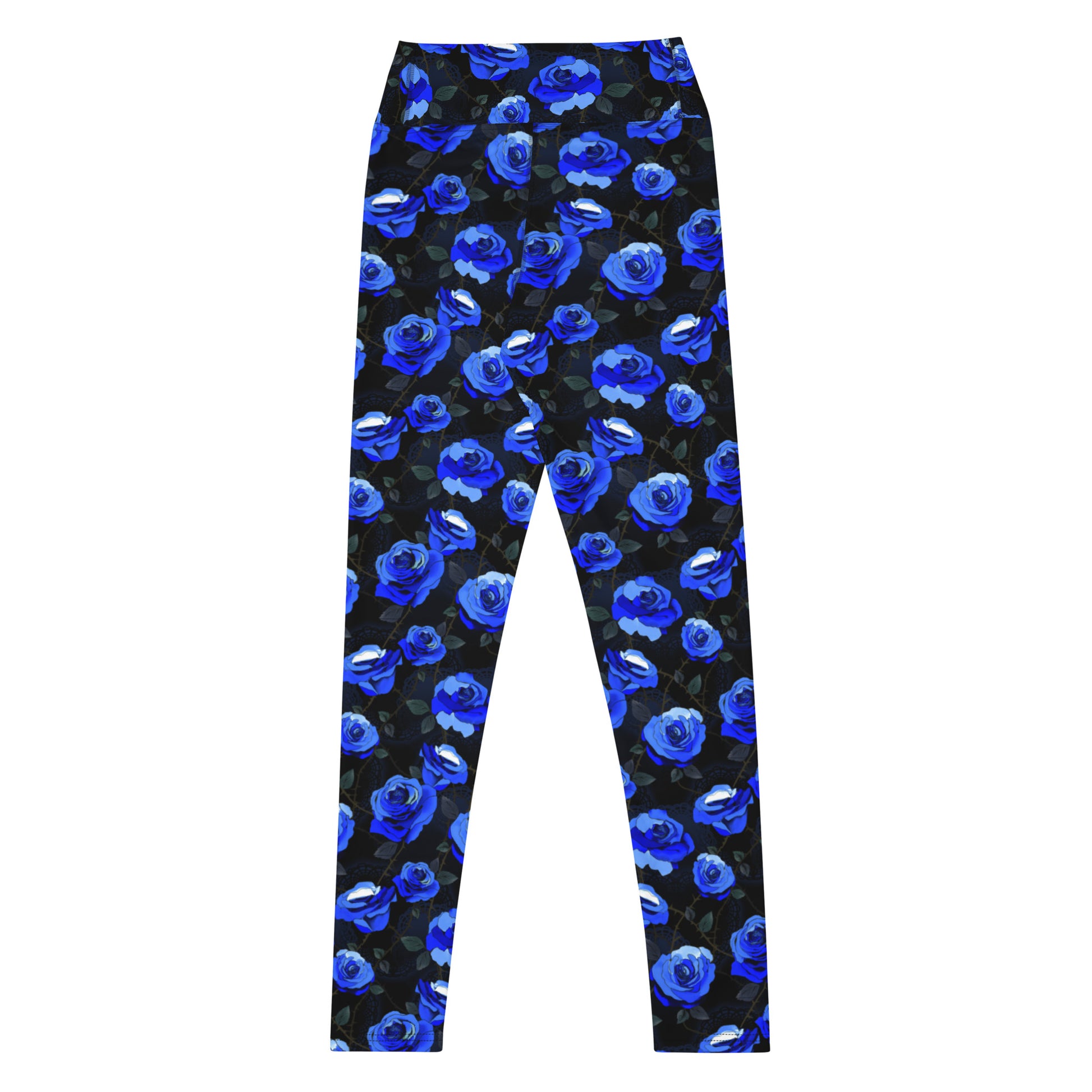 High-waisted Enchanted Rose Leggings featuring elegant rose patterns for stylish performance and comfort.