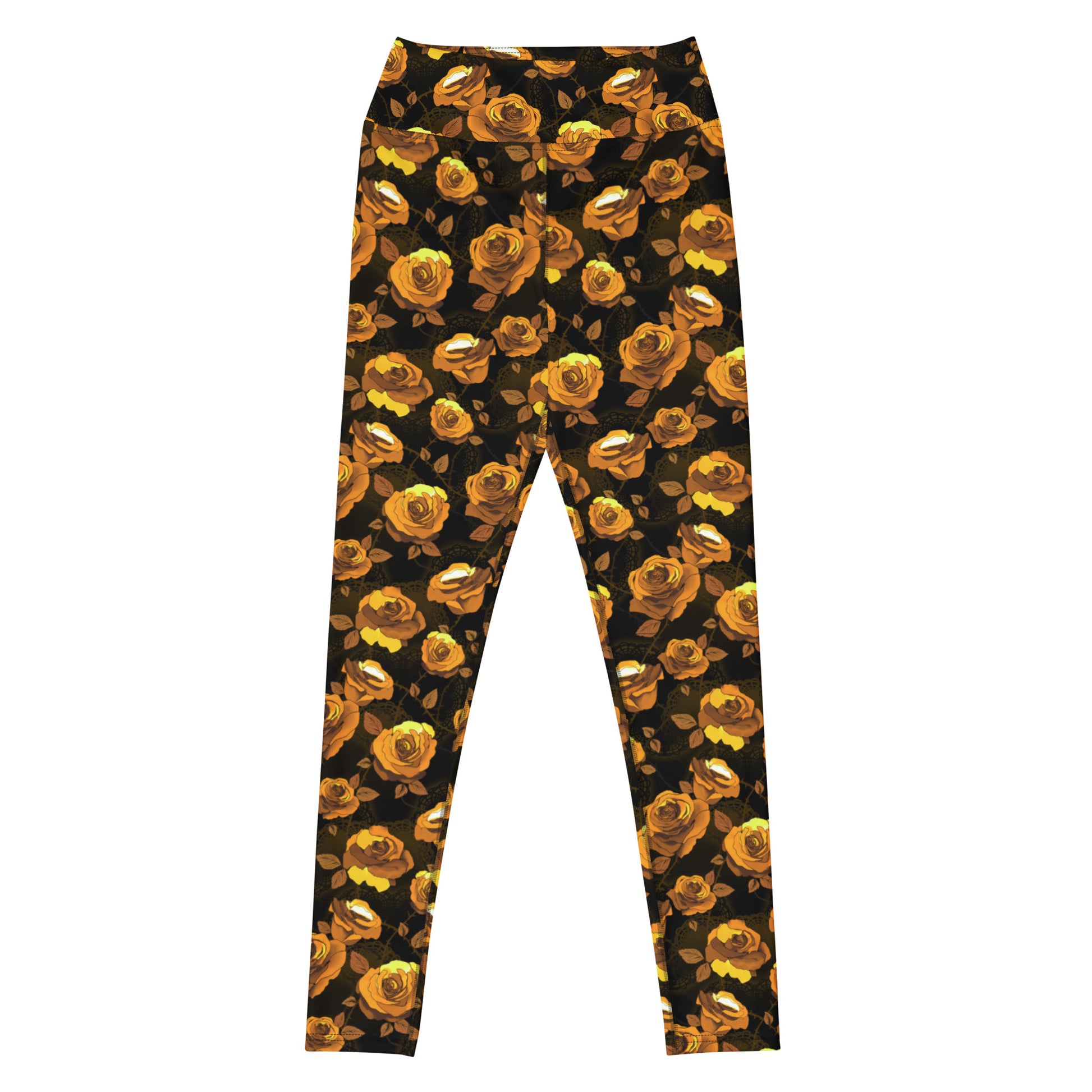 Elevate your workout style with High-waisted Enchanted Rose Leggings featuring elegant rose blossoms on a sleek design.