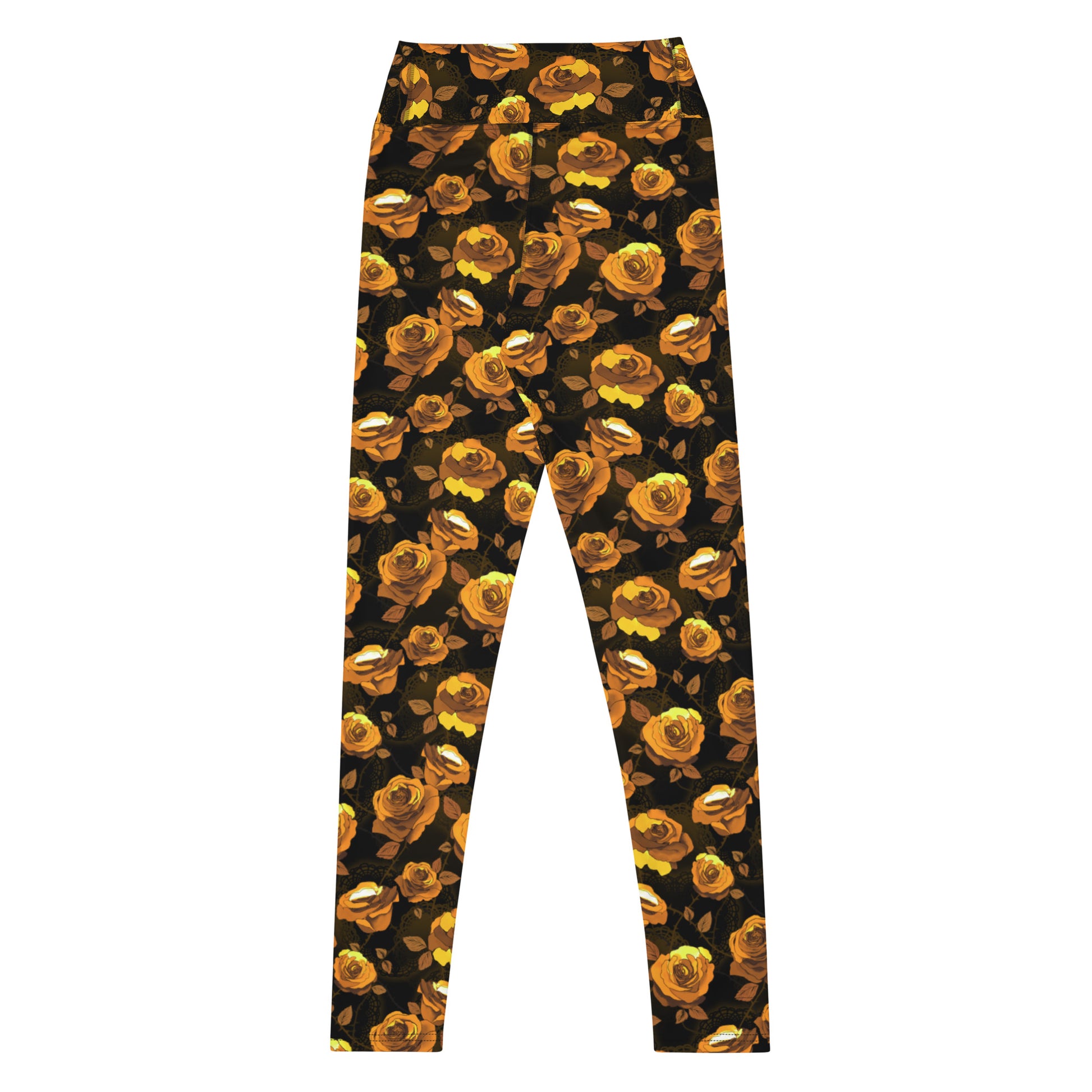 High-waisted Enchanted Rose Leggings featuring elegant rose blossoms for style and performance, perfect for active wear.