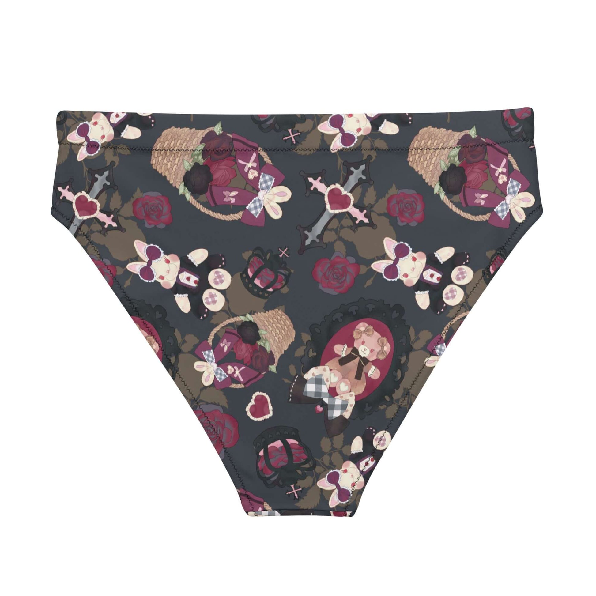 High-waisted Gothic Teddy Bikini Bottom features a fun print, perfect for stylish pool days. Comfortable and versatile!