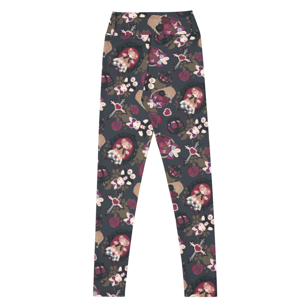 Stylish High-waisted Gothic Teddy Leggings featuring a unique dark print, perfect for a flattering fit and comfort.