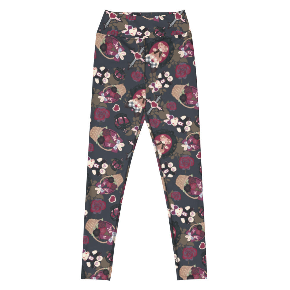 Stylish High-waisted Gothic Teddy Leggings feature a unique dark floral pattern for a flattering look. Perfect for any outfit!