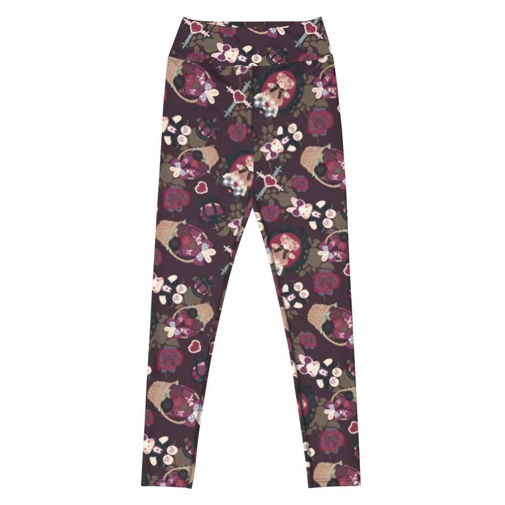 High-waisted Gothic Teddy Leggings featuring a unique dark floral print, perfect for a stylish twist on your look.