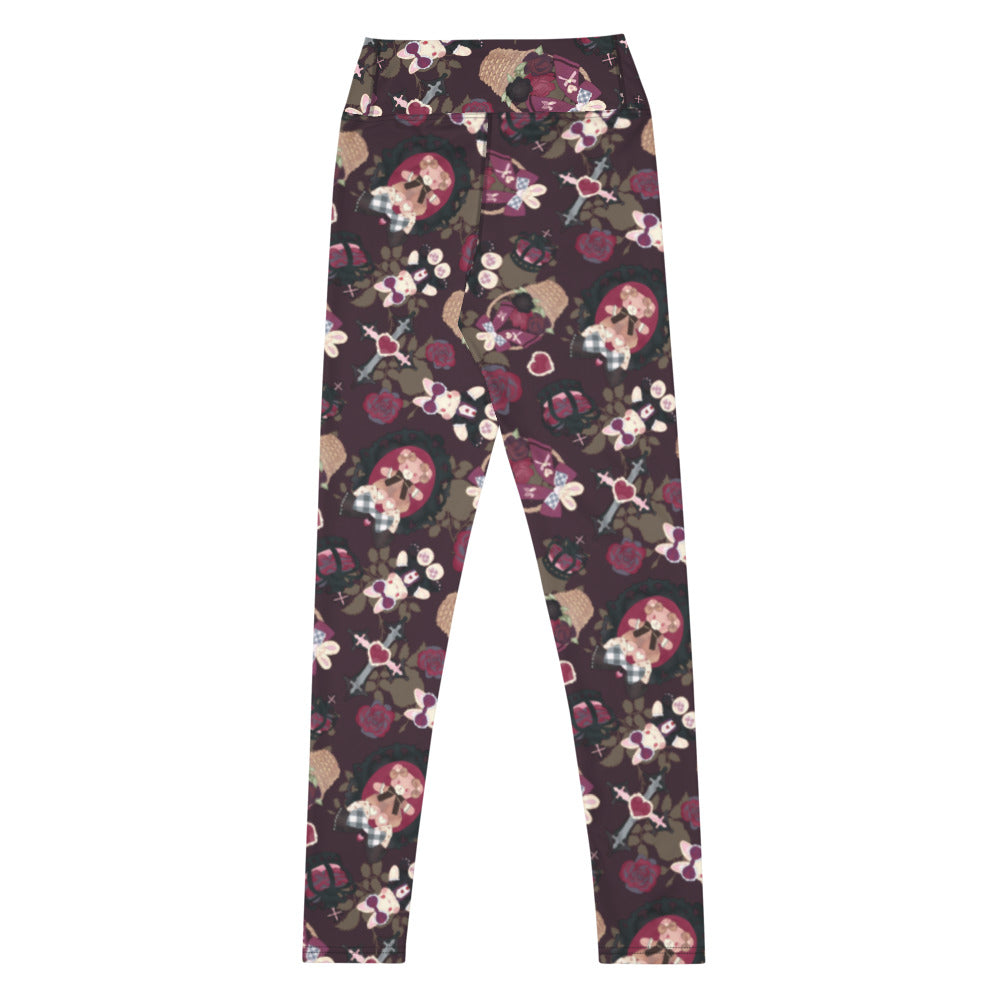 High-waisted Gothic Teddy Leggings feature a unique dark design, perfect for a stylish and flattering fit.