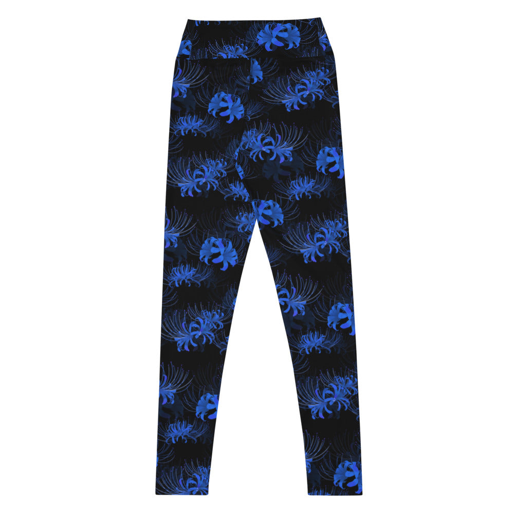Elevate your workout with High-waisted Higanbana Leggings, perfect for yoga or gym sessions in stylish comfort.