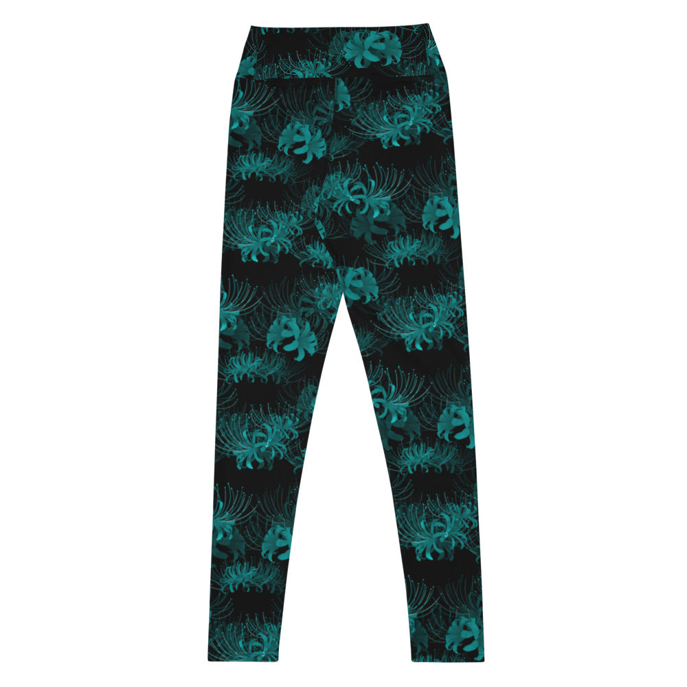 Elevate your style at the gym with High-waisted Higanbana Leggings featuring a vibrant floral pattern.