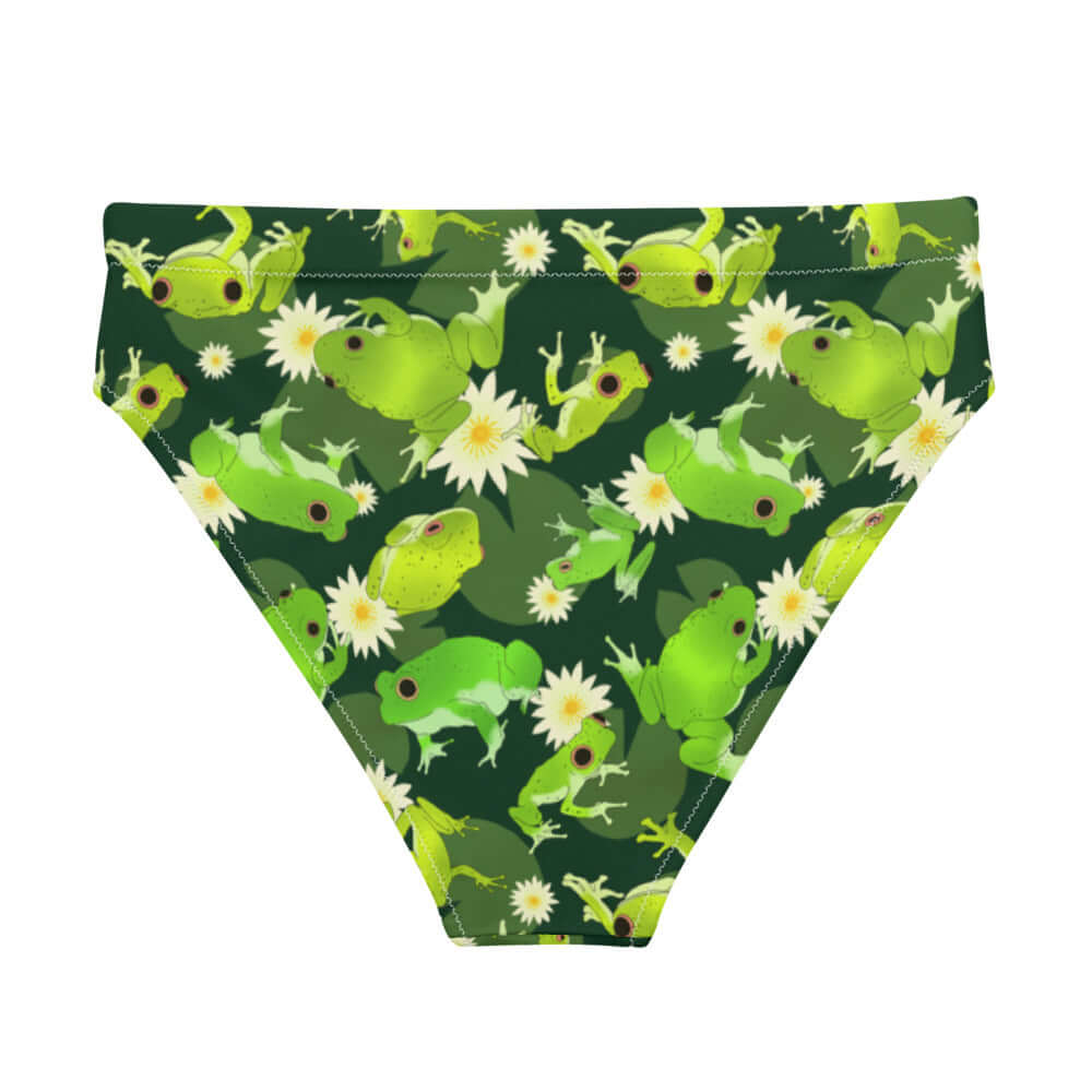 Embrace comfort and style with the High-waisted Kero-kero Bikini Bottom, featuring a playful frog design perfect for summer.