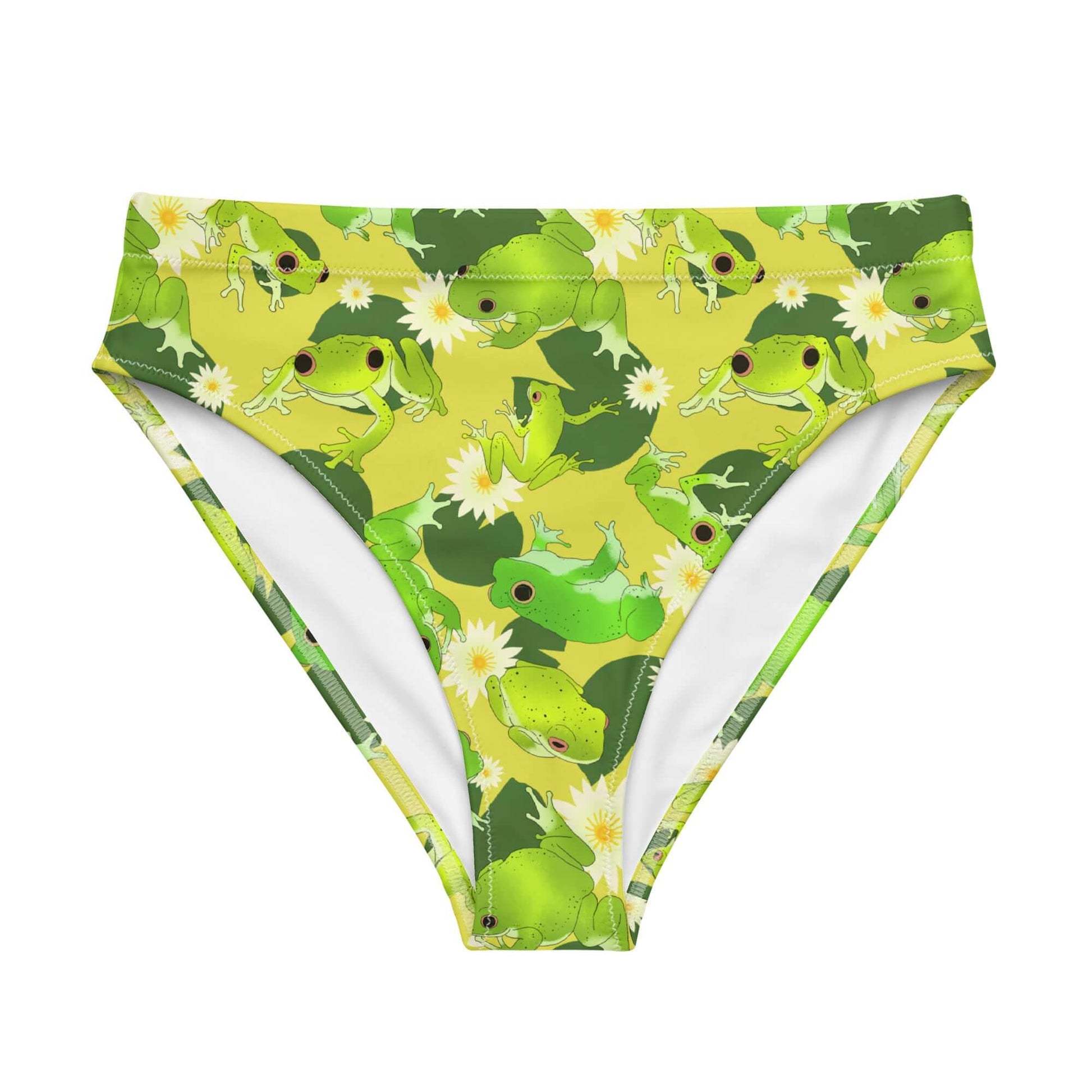 Explore the vibrant High-waisted Kero-kero Bikini Bottom, perfect for beach adventures and spa days.