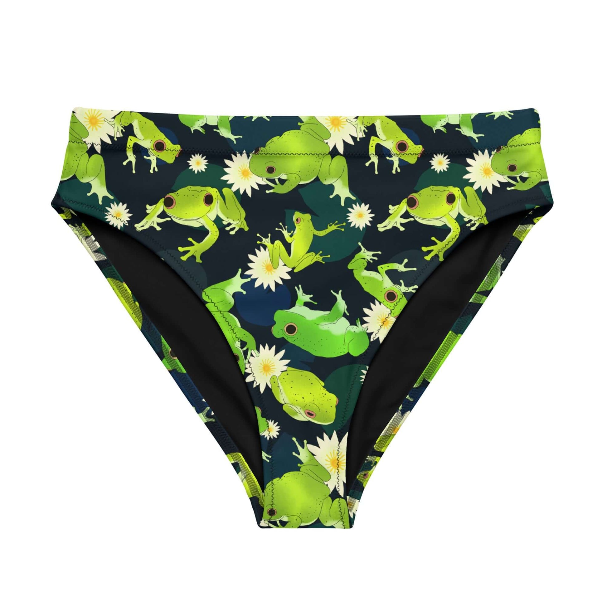 Comfortable and stylish, the High-waisted Kero-kero Bikini Bottom features a fun frog design, perfect for beach days.