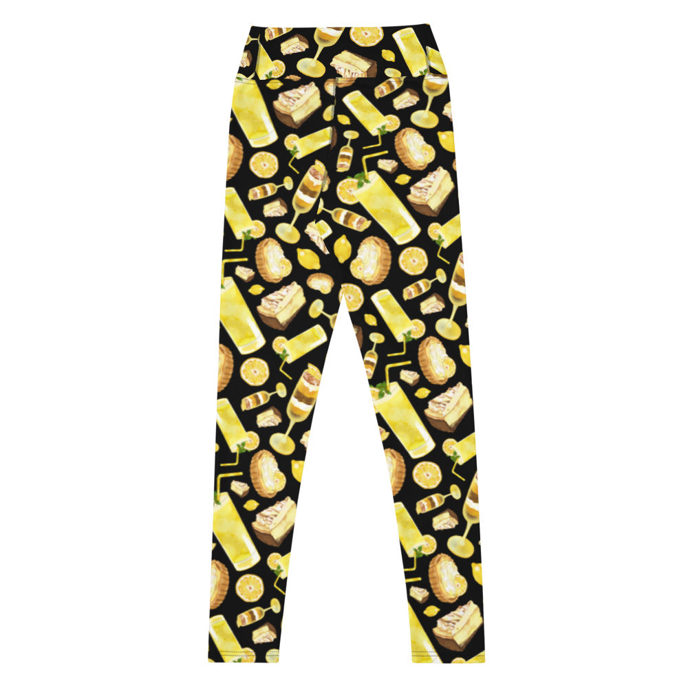 High-waisted Lemon Leggings featuring a vibrant lemon print, perfect for stylish workouts or casual outings.