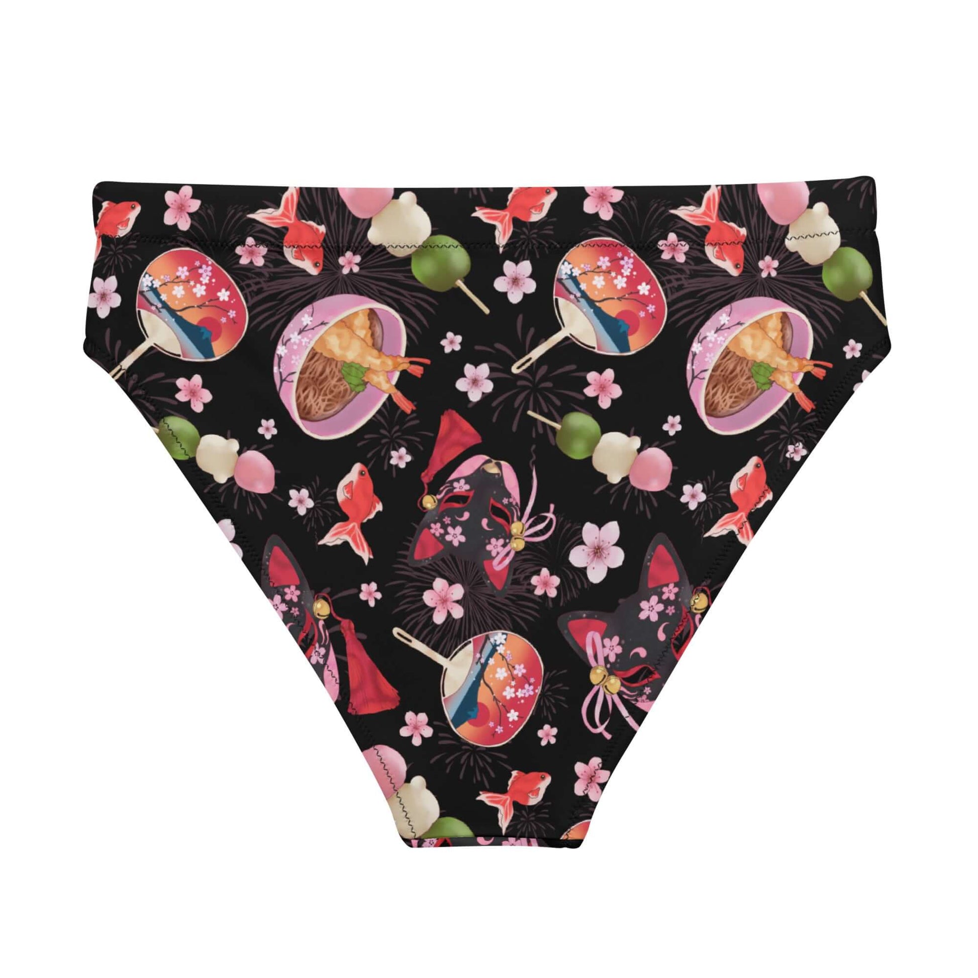Stylish high-waisted Matsuri Bikini Bottom featuring vibrant prints, perfect for a chic beach day. Stay cool and comfortable!