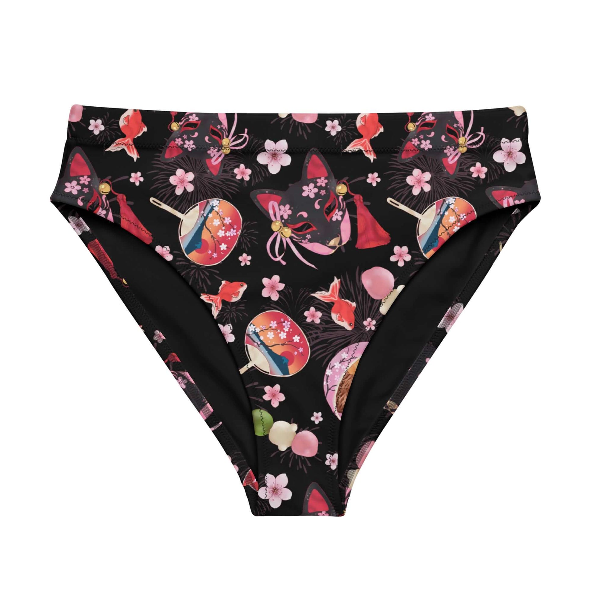 Stylish High-waisted Matsuri Bikini Bottom with vibrant patterns, perfect for a fun beach day. Get yours today!