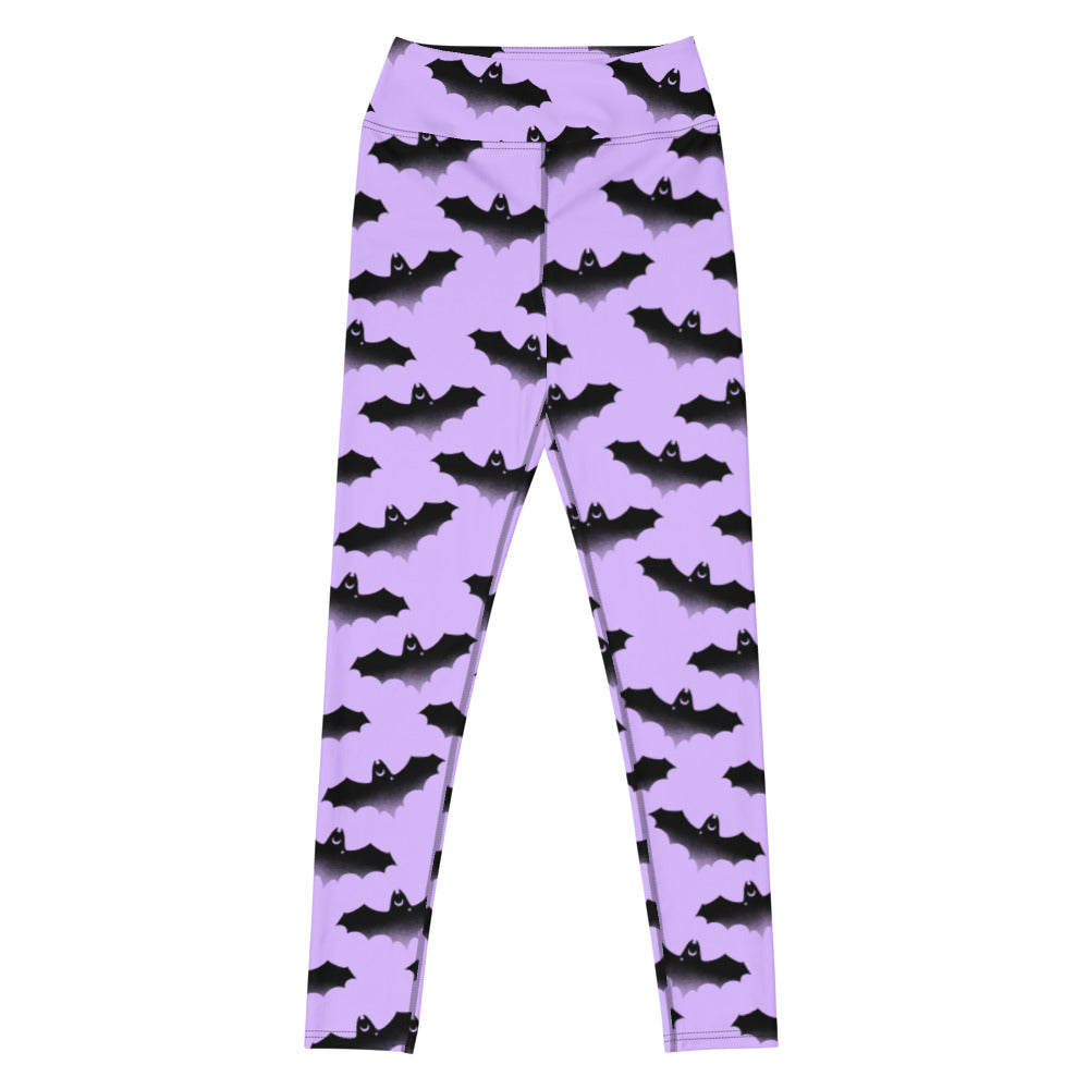 Elevate your workout style with high-waisted Morrigan Leggings featuring a striking bat design for ultimate comfort.