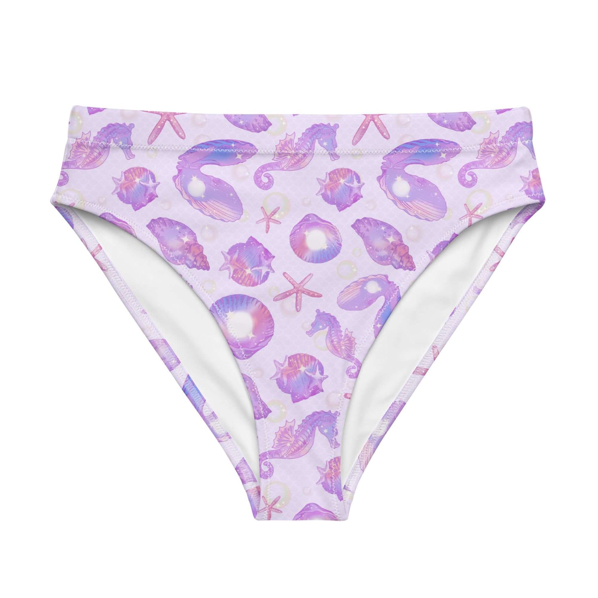 High-waisted Sea Princess Bikini Bottom featuring a vibrant seashell print, perfect for beach days by [STORE NAME].