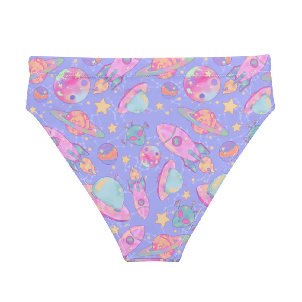 Elevate your pool style with the High-waisted Space Bikini Bottom, featuring a fun cosmic print for adventurous days.