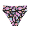 Stylish high-waisted Space Bikini Bottom featuring a fun celestial print, perfect for beach days or spa visits.