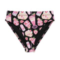 Stylish High-waisted Strawberry Bikini Bottom features a fun fruit print, perfect for a trendy beach day.