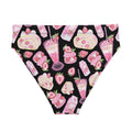 High-waisted Strawberry Bikini Bottom features a fun strawberry print, perfect for beach adventures and stylish summer vibes.
