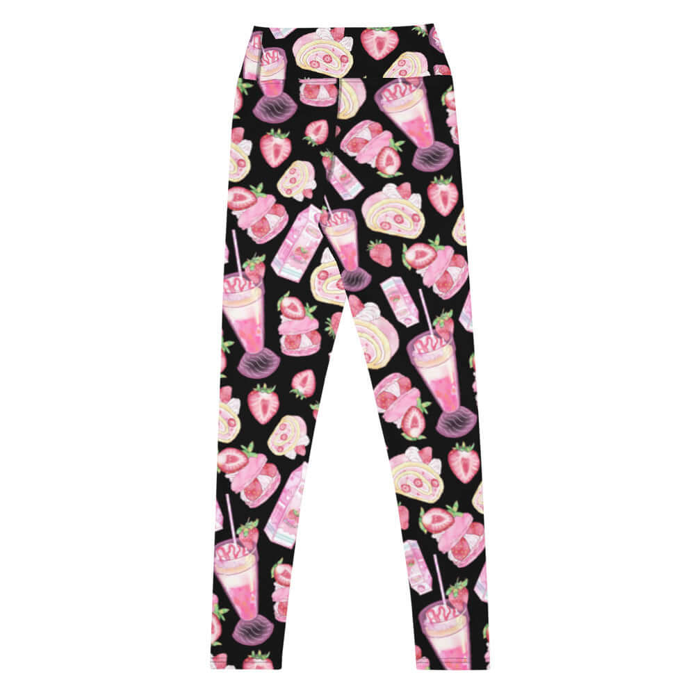 High-waisted Strawberry Leggings feature a bold, adorable print, perfect for showcasing your love for strawberries.