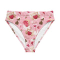 High-waisted Sugar Sweetheart Bikini Bottom featuring cute treats and bears, perfect for beach fun and comfort.