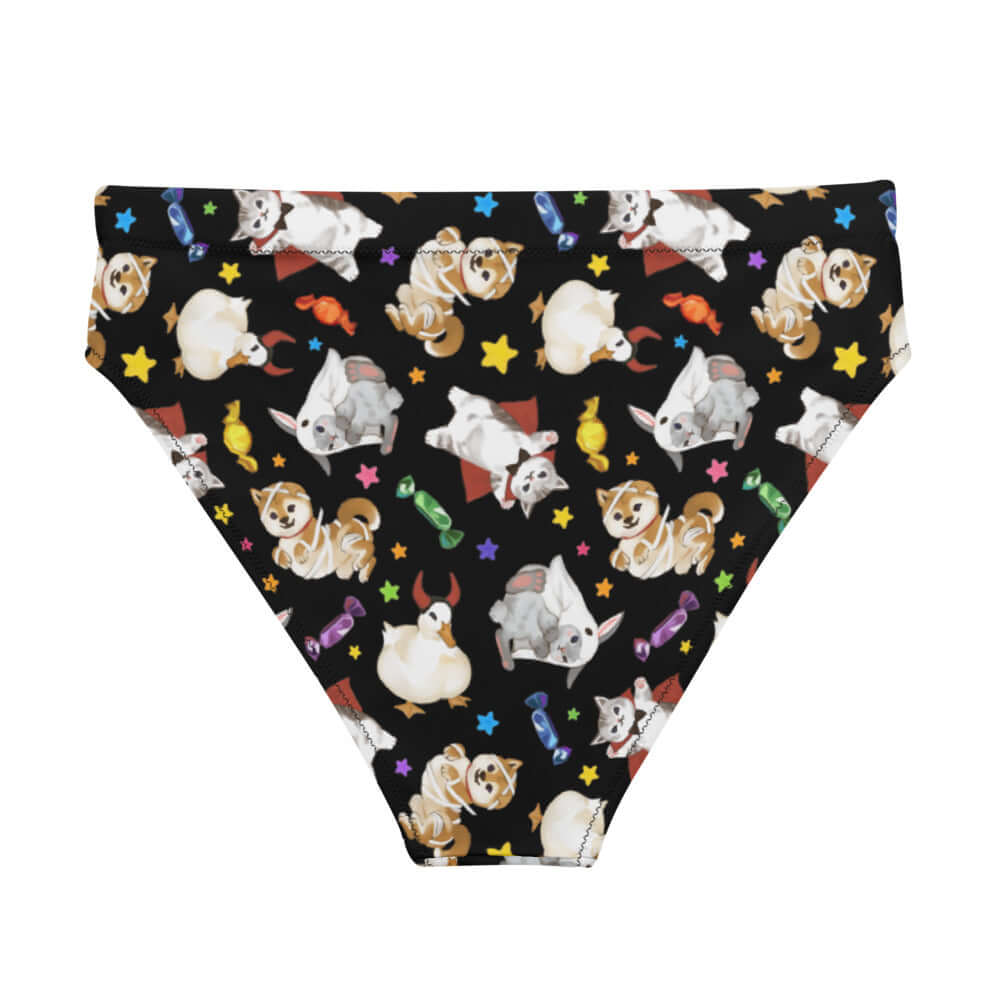 Comfort meets style with the High-waisted Trick or Treaters Bikini Bottom, perfect for beach adventures and spooky fun.