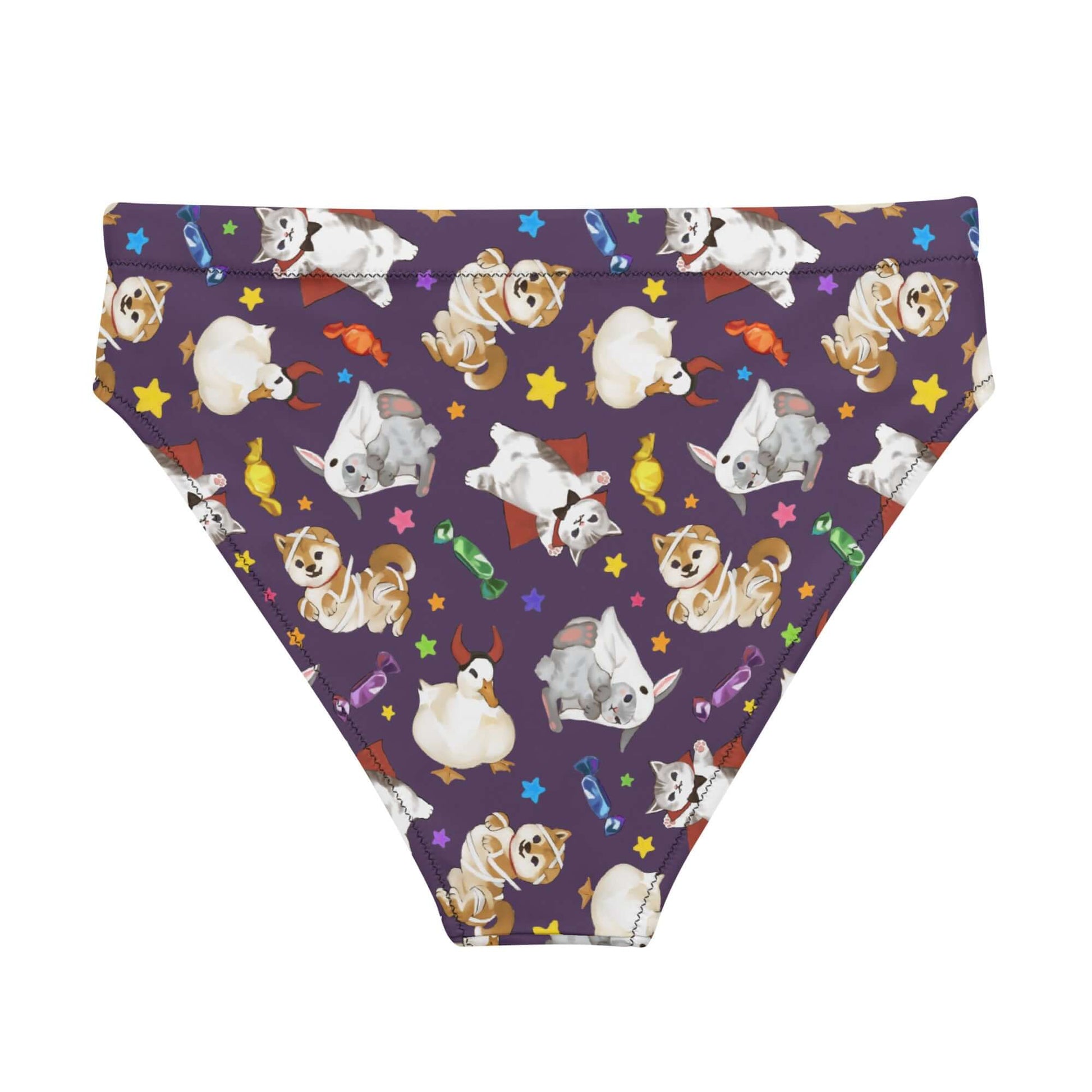 Stylish High-waisted Trick or Treaters Bikini Bottom with cute designs, perfect for beach days or spa relaxation.