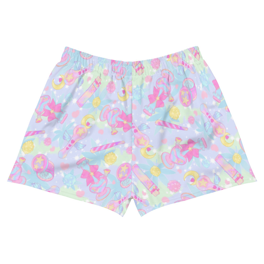 Colorful Indica Magica Athletic Short Shorts featuring a fun pattern, perfect for workouts and casual wear.