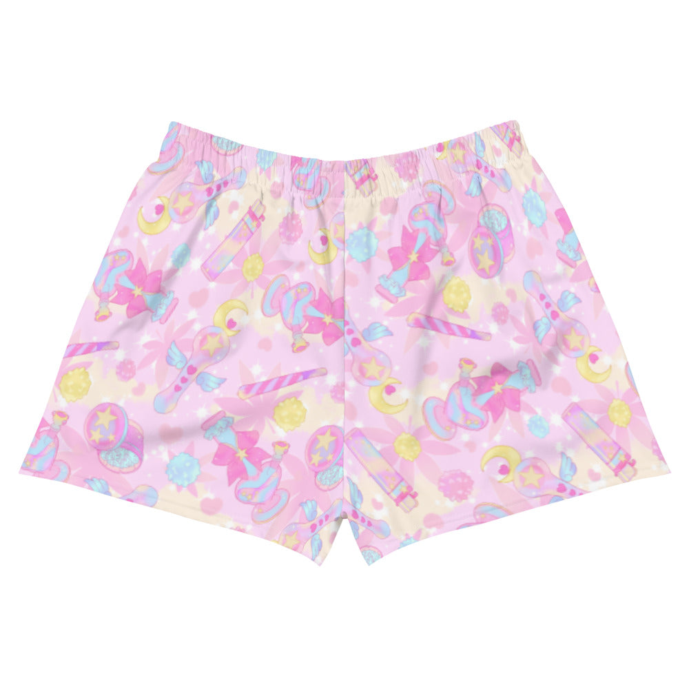 Indica Magica Athletic Short Shorts feature a playful design, perfect for comfy workouts at the gym.