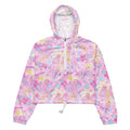 Stay stylish on any adventure with the lightweight Indica Magica cropped windbreaker featuring fun, colorful designs.