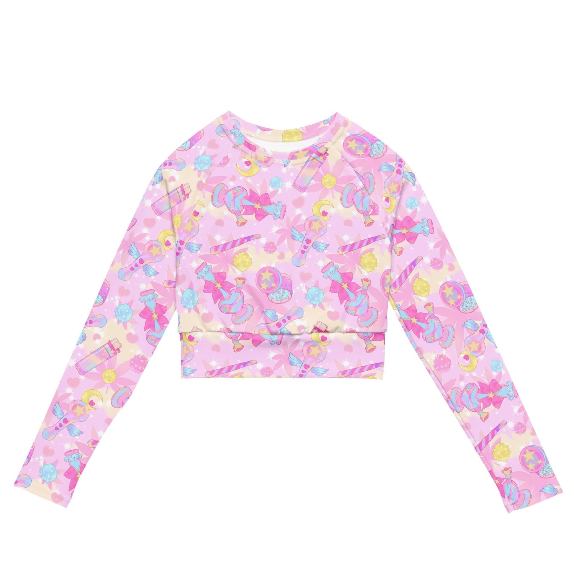 Bright and playful, the Indica Magica Long-sleeved Crop Top is eco-friendly and perfect for athleisure outfits.