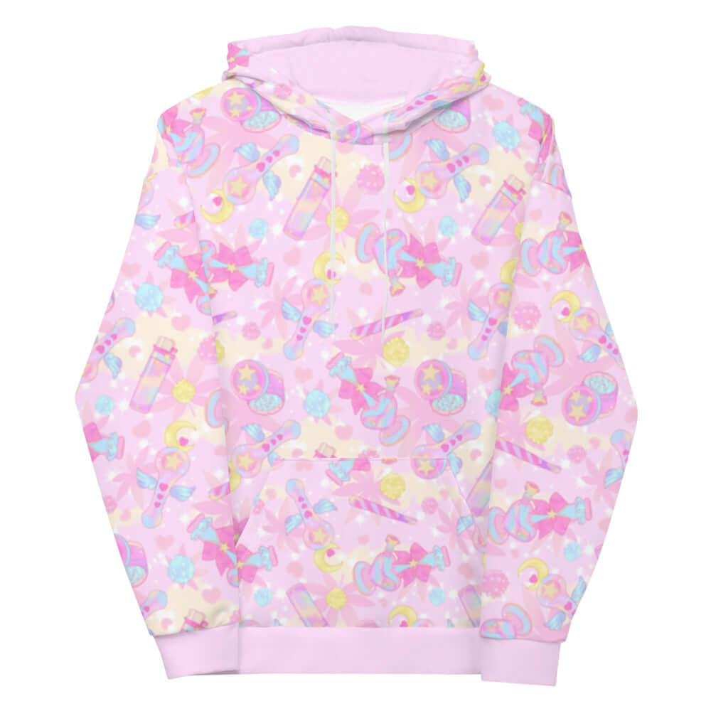 Kawaii Indica Magica Hoodie with playful pastel designs, perfect for showcasing your chill style.