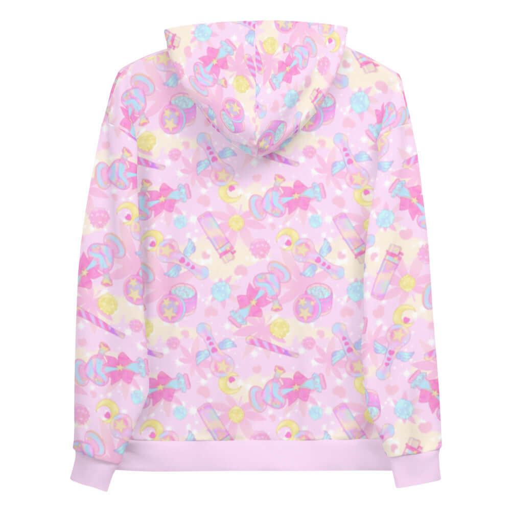 Kawaii Indica Magica Hoodie in pink, featuring playful designs perfect for a chill vibe and conversation starter.