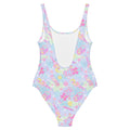 Indica Magica One-Piece Swimsuit features a colorful kawaii design, perfect for showcasing your unique style.