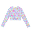 Bright and playful, the Indica Magica Long-sleeved Crop Top is an eco-friendly choice for athleisure outfits.