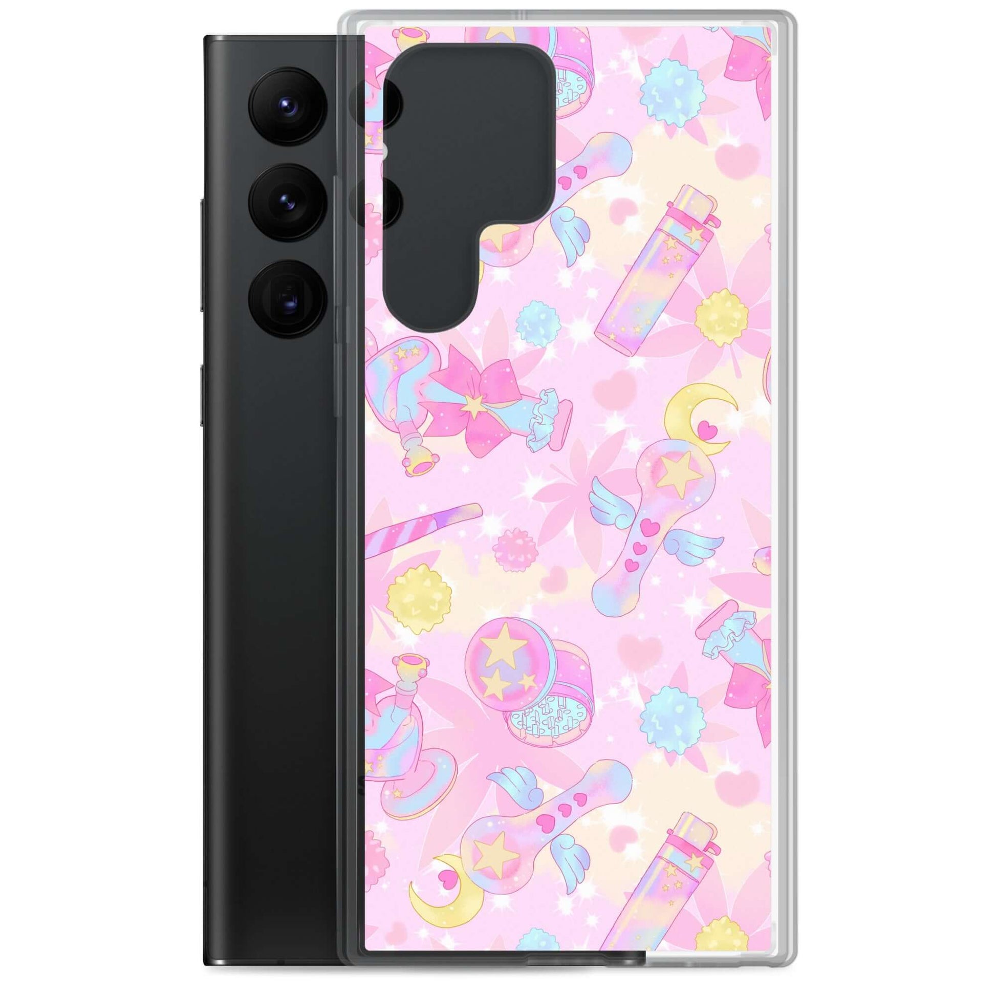 Protect your phone in style with the Indica Magica Samsung® Clear Case, featuring a cute kawaii design.