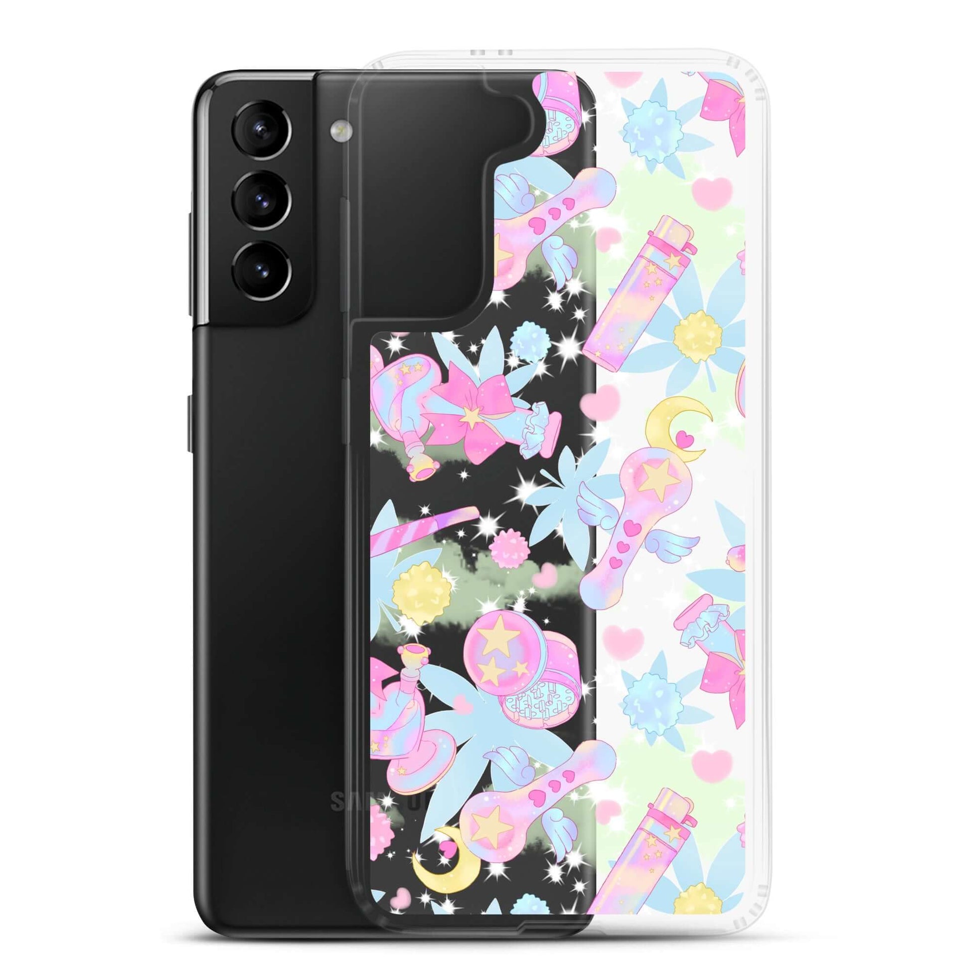 Stylish Indica Magica Samsung® Clear Case showcasing a colorful design that complements your kawaii aesthetic.