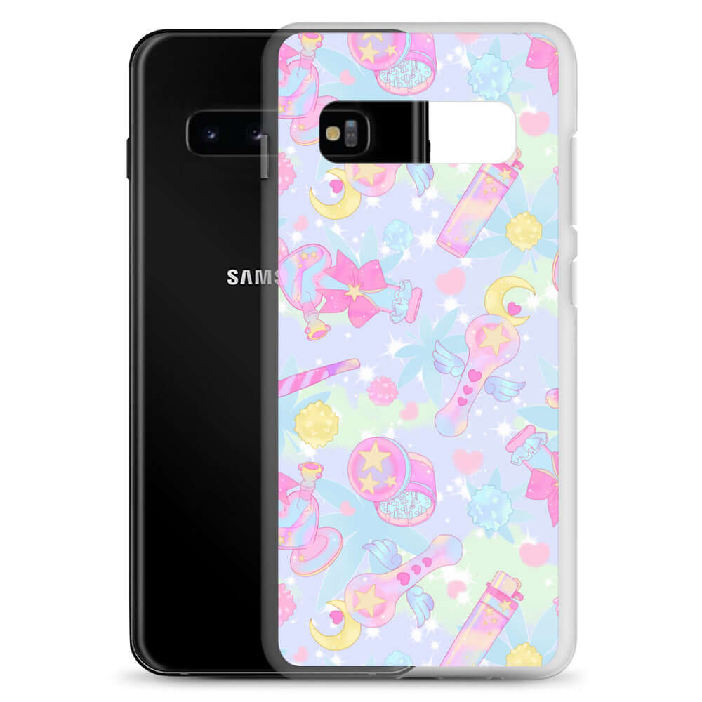 Stylish Indica Magica Samsung® Clear Case featuring kawaii designs, perfect for protecting your phone and showcasing your style.
