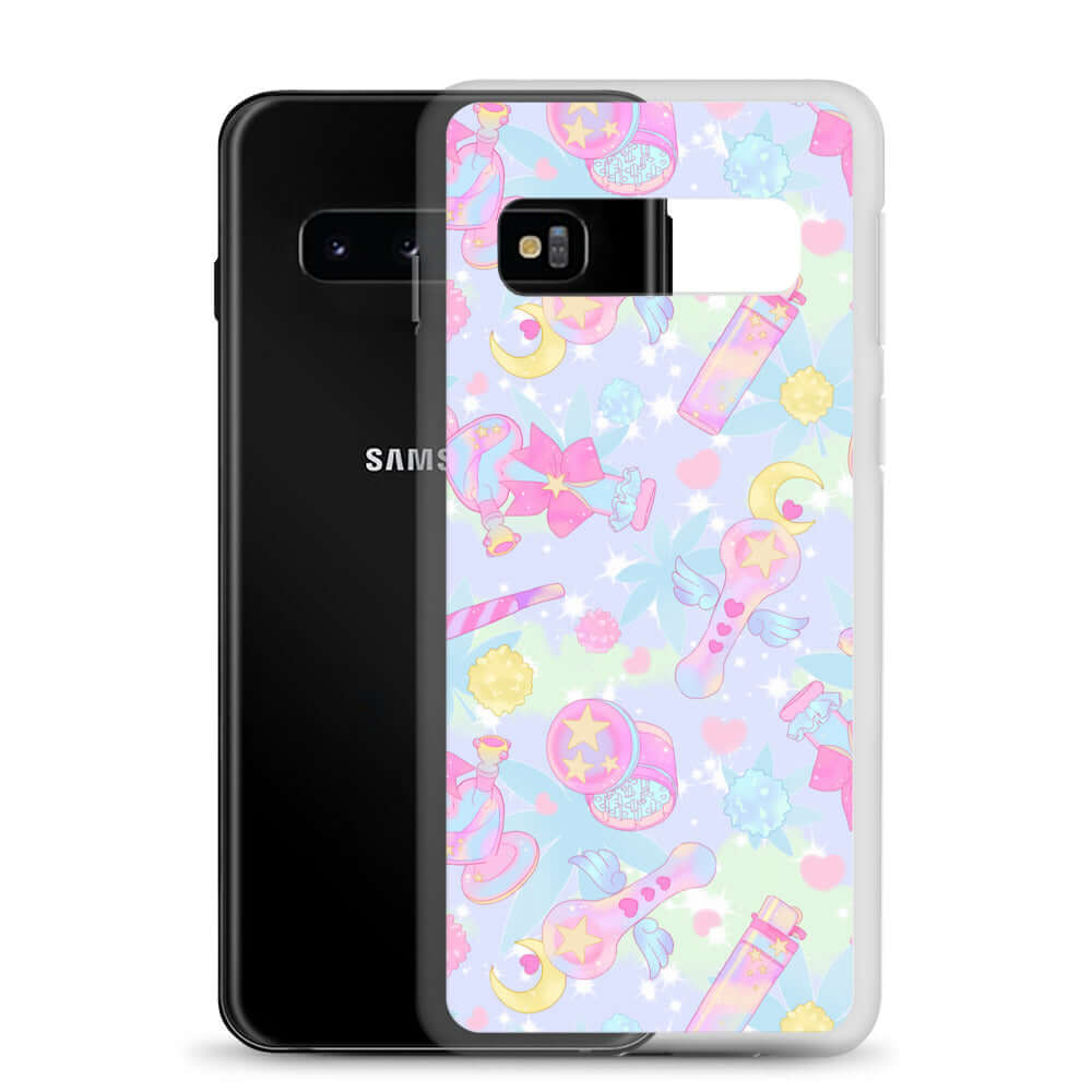 Showcase your style with the Indica Magica Samsung® Clear Case, a perfect blend of protection and kawaii design.