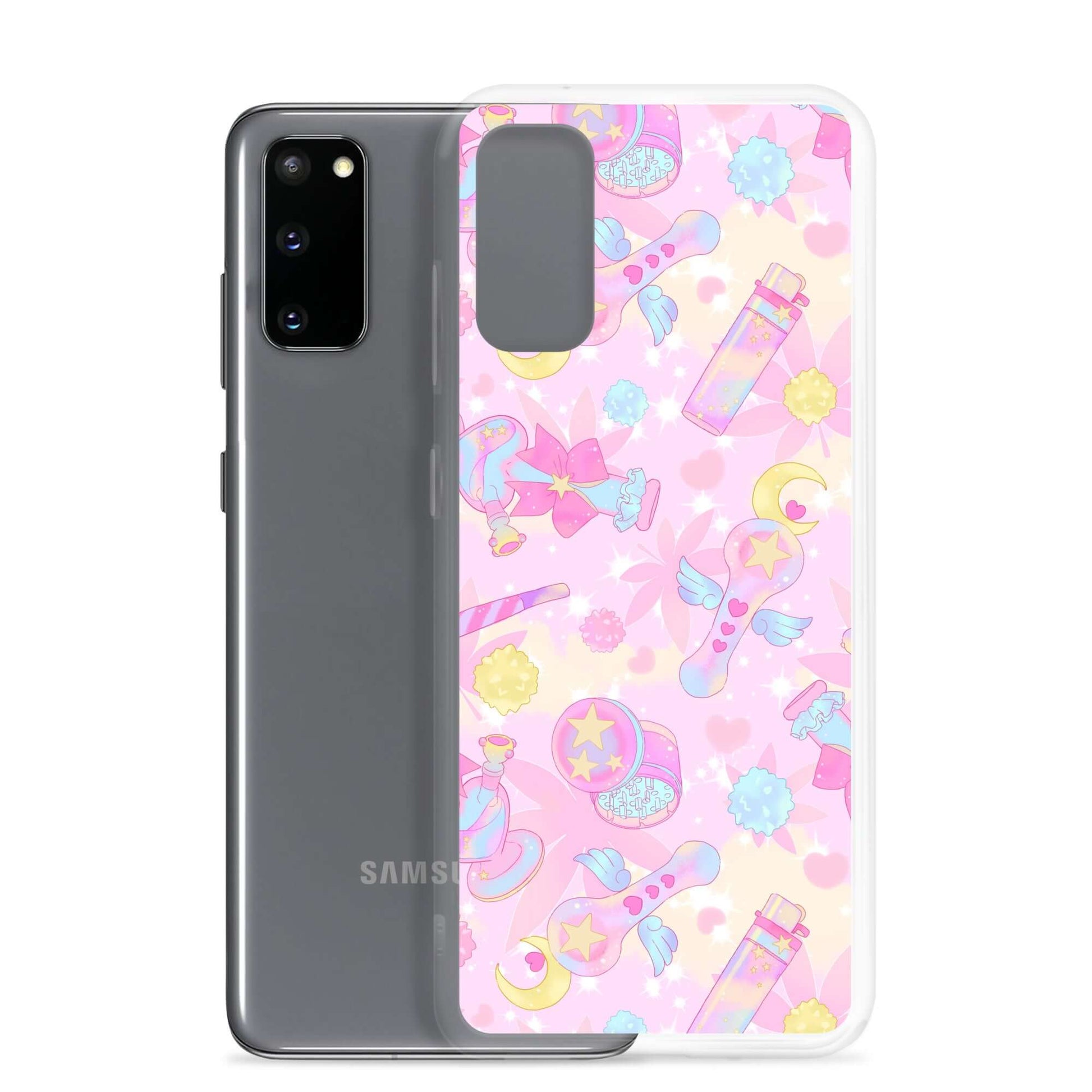 Stylish Indica Magica Samsung® Clear Case showcasing kawaii designs, perfect for protecting your phone with flair.
