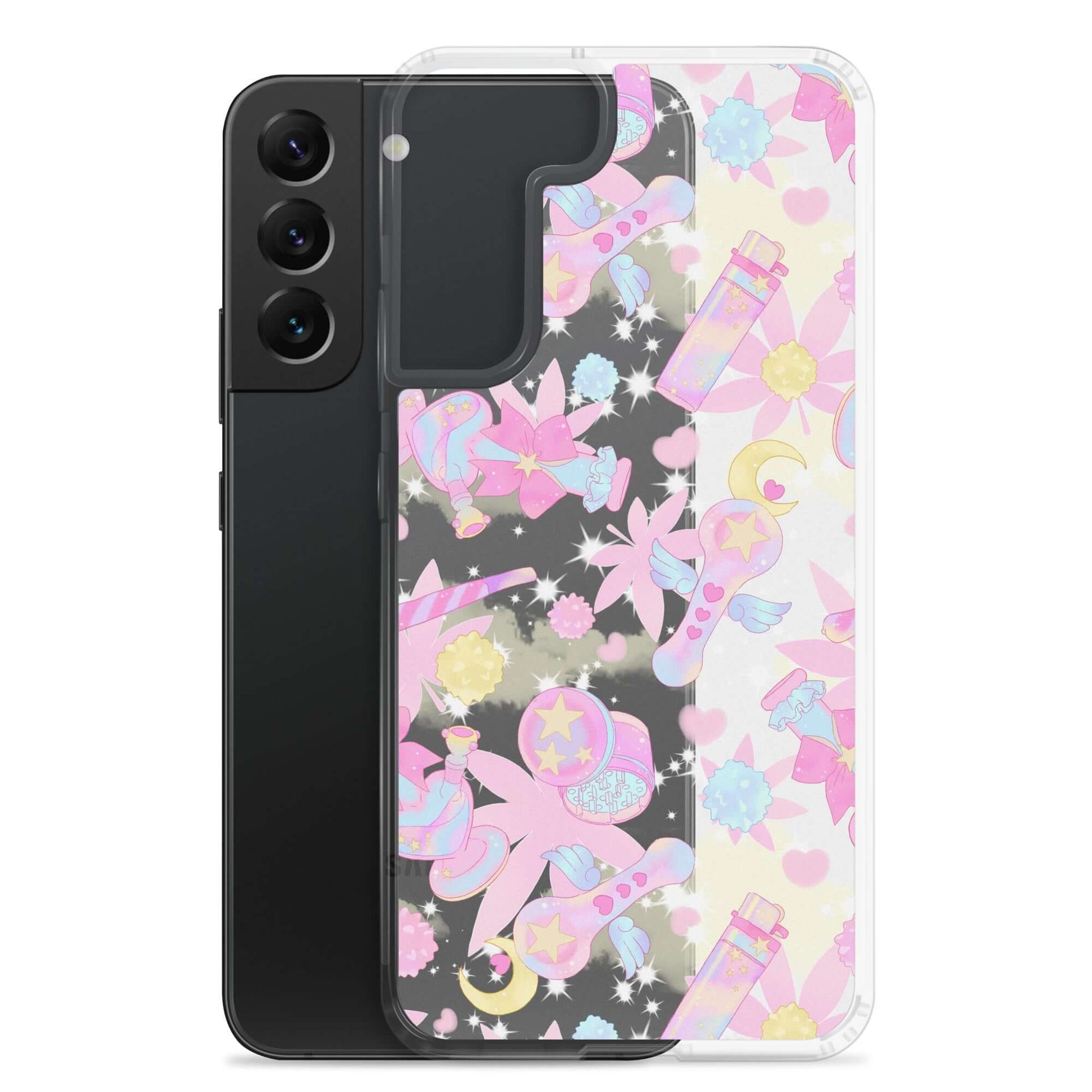 Stylish Indica Magica Samsung® Clear Case featuring colorful designs, perfect for protecting your Galaxy S22 Plus.