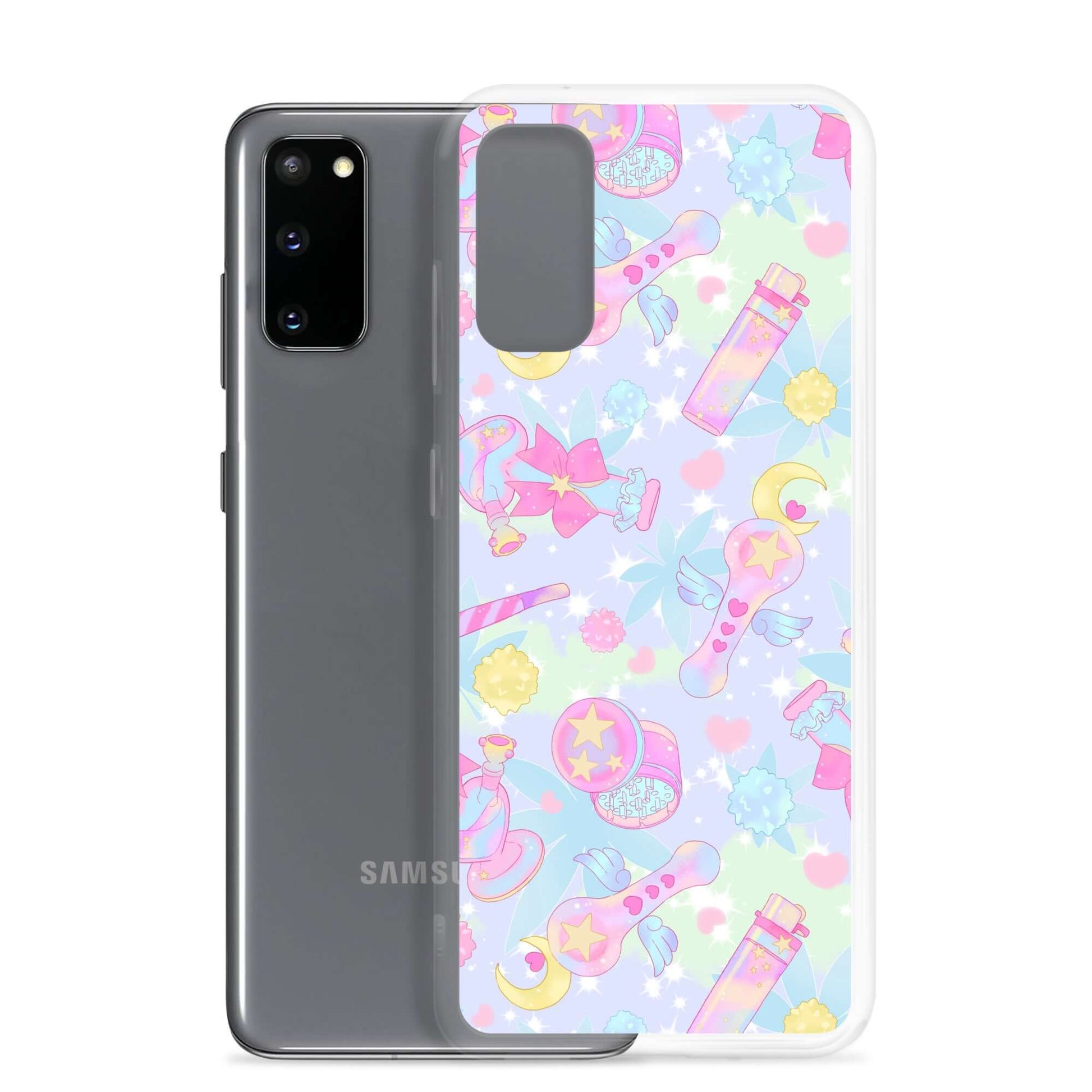 Stylish Indica Magica Samsung® Clear Case showcases a kawaii design, offering protection against scratches and dirt.