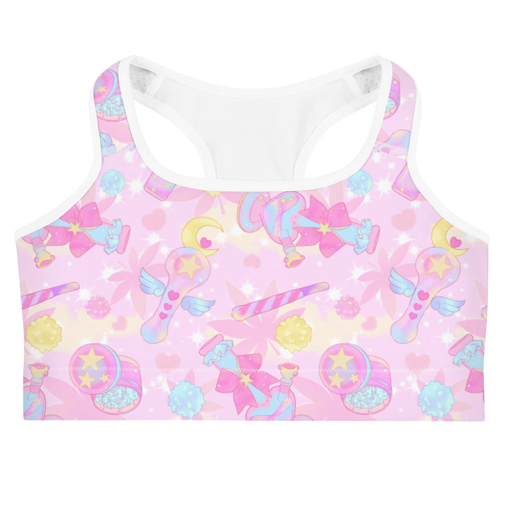 Stylish Indica Magica Sports bra with moisture-wicking material, perfect for low to medium intensity workouts.