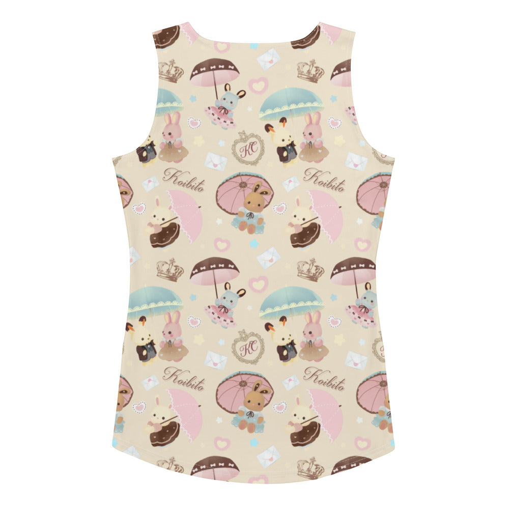 Bright and playful, the Parasol Bunny Tank Top features cute designs, perfect for spring tea parties and casual outings.