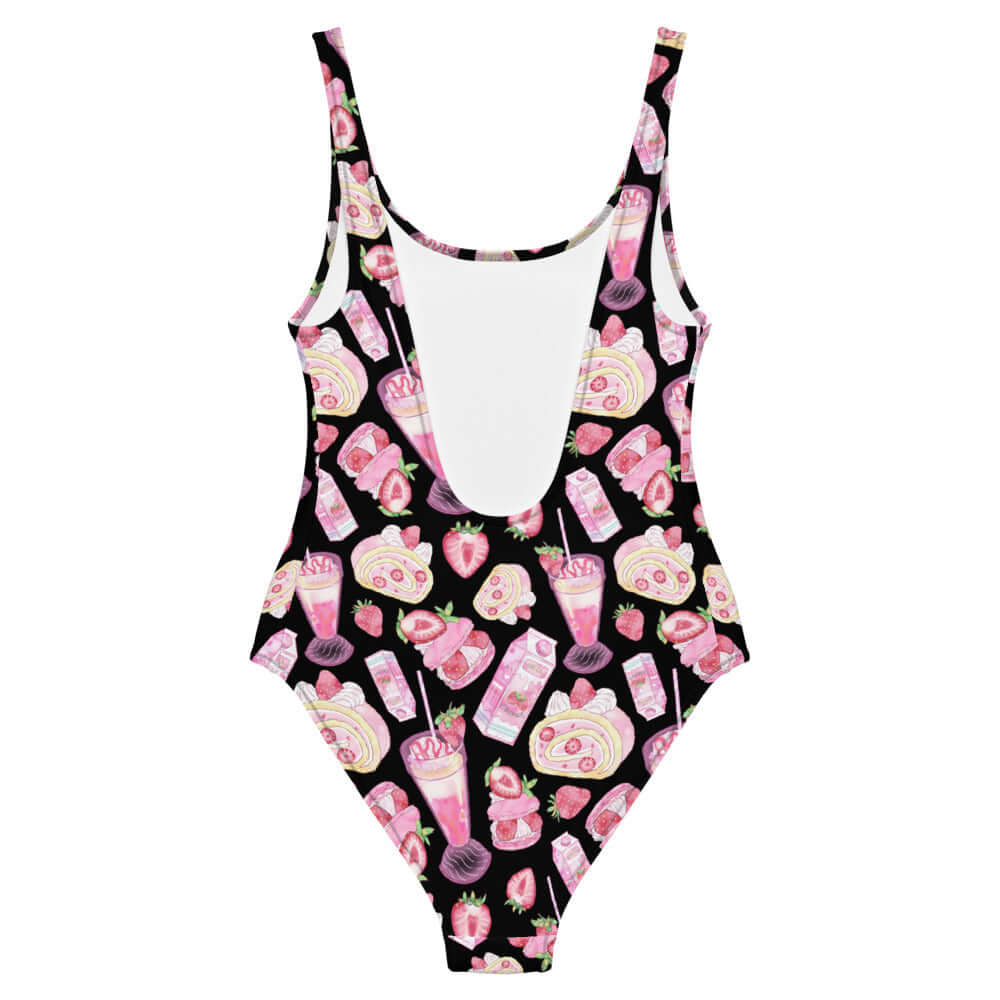 Pastel pink Strawberry One-Piece Swimsuit enhances your kawaii aesthetic with flattering smooth fabric. Perfect for all figures!